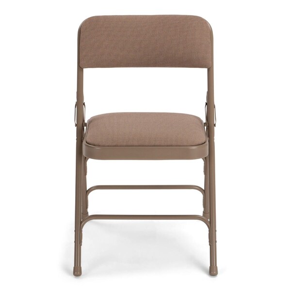 Triple-Braced Fabric Padded Metal Folding Chair, Beige